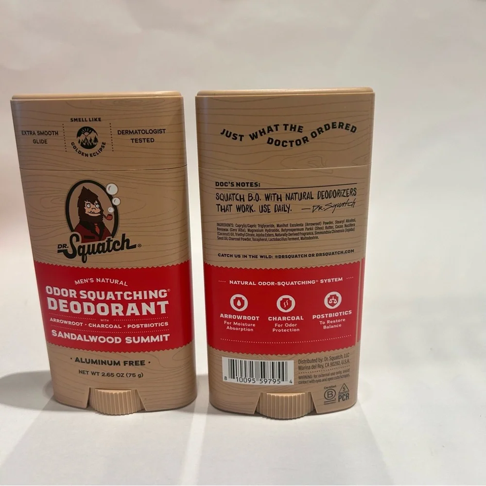 Dr. Squatch Sandalwood Summit Odor Squatching Deodorant Aluminum Free man set